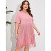Whizmax Women's Plus Size Fringe Trim Half Sleeve Round Neck Tee Top Long Tassel T Shirt - 3 of 4