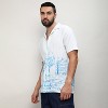 Campus Sutra Men Men's Chalk White:Azure Blue Landscape Strokes Shirt - 3 of 4