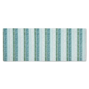 Martha Stewart Stella Ticking Stripe Slip-Resistant Kitchen Mat Runner, Mint Green/White, 20"x50" - 1 of 4