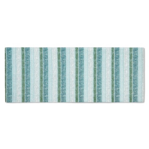 Martha Stewart Stella Ticking Stripe Slip-Resistant Kitchen Mat Runner, Mint Green/White, 20"x50" - image 1 of 4