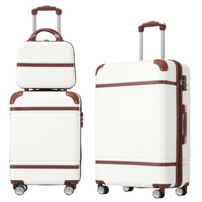 BEAFUP Hardshell Luggage Sets,  20"+24" Set of 3 Luggages and Cosmetic Case Spinner Suitcase with TSA Lock Lightweight
