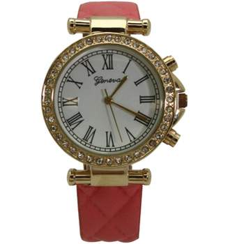 OLIVIA PRATT QUILTED AND GOLD LEATHER STRAP WATCH