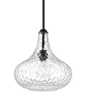 360 Lighting Black Mini Pendant Lighting 11" Wide Modern Clear Glass Shade Fixture for Dining Room House Entryway Bedroom Kitchen - 1 of 4