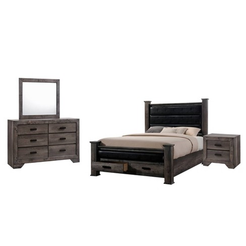 4pc Grayson Storage Poster Bedroom Set Gray Oak Picket House Furnishings