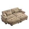 Aukfa Camel Velvet Large  Sofa with Bolster Armrests, Waist & Throw Pillows – Modern Couch for Living Room, Bedroom or Office - 3 of 4