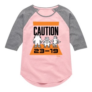 Girls' - Disney - Caution 2319 Shirt Tail Raglan Graphic T-shirt - 1 of 4