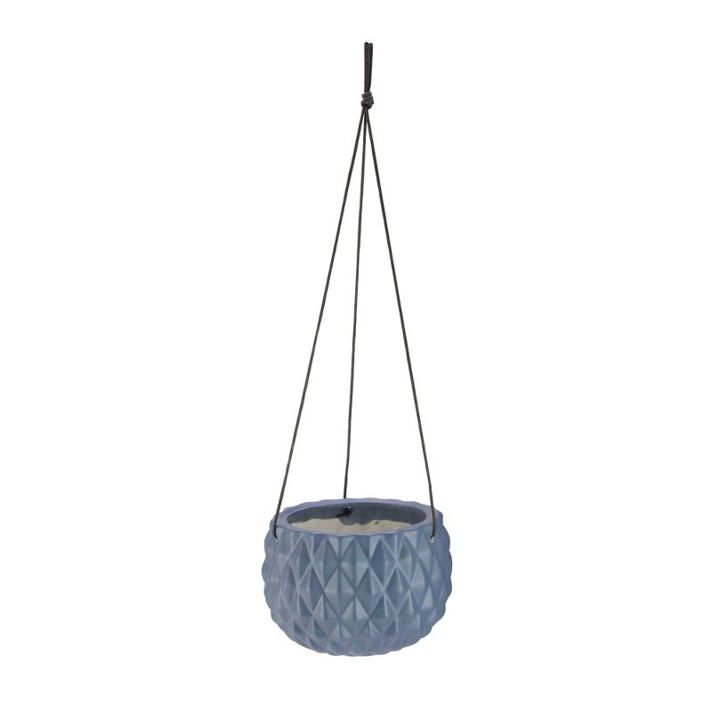Northlight 5.5" Contemporary Faceted Hanging Outdoor Planter - Blue/Brown, 1 of 3