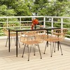 vidaXL Garden Dining Set Black Steel, Tempered Glass, Polyethylene Medium - Brown 63" x 31.5" x 29.1" 4 - 2 of 4