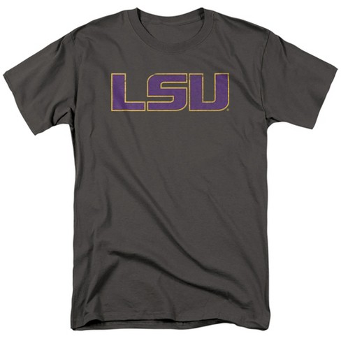 Louisiana State University LSU Official Distressed Primary Unisex Adult T-Shirt, Charcoal, Small - image 1 of 4