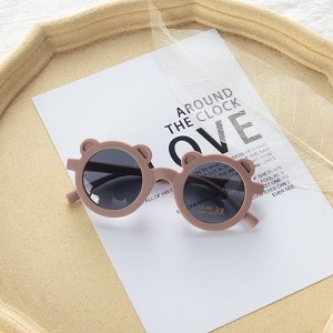 MyKids-Usa Girls Solid Color Cartoon Shape Round Frame Frosted Sunglasses - 1 of 4