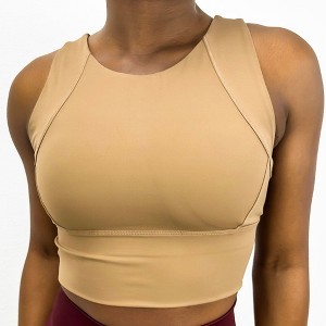 Anna-Kaci Active Women's High Neck Seamless Crop Tank Top with Wide Straps and Stretch Compression Fit - 1 of 4