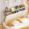 DOMETOUR Queen Floating Bed Frame w/Storage Headboard, Upholstered Platform Bed w/Night Light & USB Charger, Beige - 3 of 4