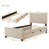 MAYEERTY Twin Size Velvet Upholstered Platform Bed, Twin Trundle, Bedroom, Gray - 3 of 4