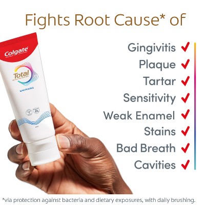 Colgate Total Whitening Fluoride Toothpaste - 5.1oz/3pk: Sugar-Free, Gluten-Free, Vegan, Mint Flavor