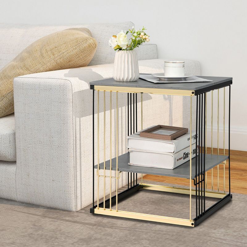 Tangkula 2-tier Side End Coffee Table Square Nightstand for Living Room Bedroom, 3 of 10
