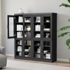 67x62x16 Wood Accent Sideboard Cabinet in Black, Storage Organizer with Adjustable Shelves and Glass Doors for Kitchen Bedroom Living/Dinning Room - 3 of 4