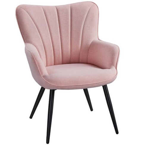 Pink best sale fabric armchair