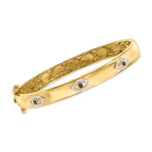 Ross-Simons 0.38 ct. t.w. White and Black Diamond Evil Eye Bangle Bracelet in 18kt Gold Over Sterling - 1 of 3