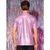 Lars Amadeus Men's Round Neck Short Sleeves Nightclub Party Metallic T-Shirt - 3 of 4