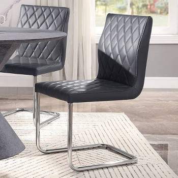 Set 2 17" Ansonia Dining Chairs Gray/Chrome - Acme Furniture