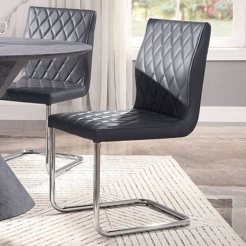 Set 2 17&#34; Ansonia Dining Chairs Gray/Chrome - Acme Furniture, 1 of 8