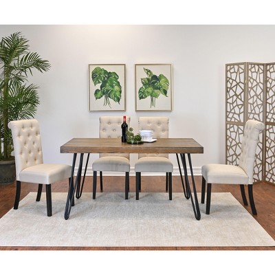 NicBex Dining Room Table Set for 4 Kitchen Table Chairs Set with Wooden Tabletop and 4 Upholstered Chairs for Kitchen