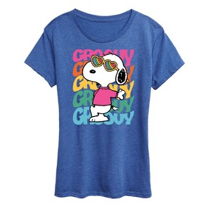 Women's - Peanuts - Groovy Stacked Short Sleeve Graphic T-Shirt - 1 of 4
