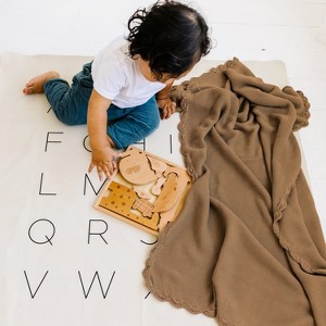 Makemake Organics Organic Cotton Scalloped Baby Knit Blanket - Brown - 1 of 4
