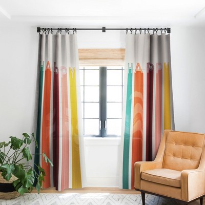 Showmemars Happy Letters in Retro Colors 50" x 84" Single Panel Room Darkening Window Curtain - Society 6