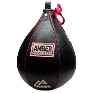 AmberFight Gear Leather Speed Bag – Genuine leather, reinforced seams, fast rebound; ideal for boxing, MMA & Muay Thai training, reflex, endurance. - 1 of 4