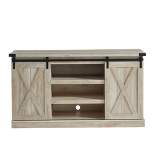 Edyo Living Rustic Farmhouse Wood TV Stand Media Console Table with Sliding Barn Doors and Adjustable Shelves for TVs up to 65 Inches