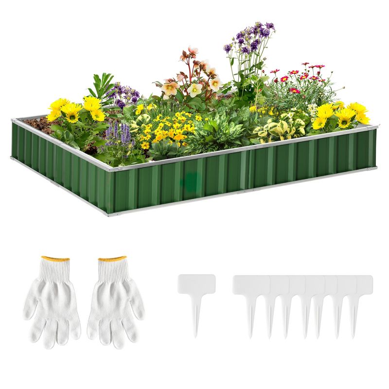 Outsunny 8.5x3ft Metal Raised Garden Bed, DIY Large Steel Planter Box, No Bottom w/ A Pairs of Glove for Backyard, Patio to Grow Vegetables, Herbs, and Flowers, 1 of 7