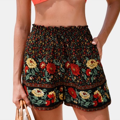 Women's Hidden Garden Floral Elastic Drawstring Shorts - Cupshe