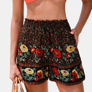 Women's Hidden Garden Floral Elastic Drawstring Shorts - Cupshe - 1 of 4