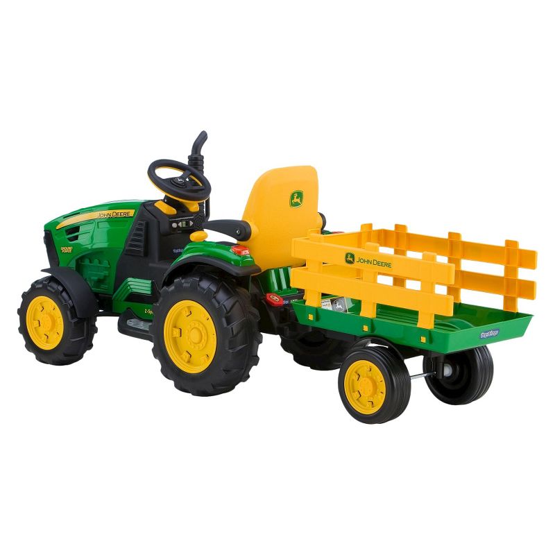 Peg Perego 12V John Deere Ground Force Tractor with Trailer Powered Ride-On - Green, 6 of 12