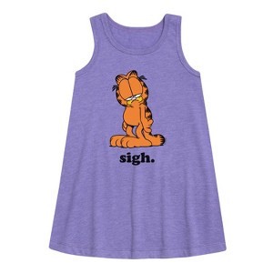 Girls' - Garfield - Sigh Graphic Sleeveless Aline Dress - 1 of 3