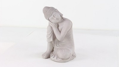 20" Gray Magnesium Oxide Meditating Buddha Garden Sculpture