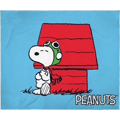 Peanuts Snoopy The Flying Ace Leaning On Red Doghouse Silk Touch Throw Blanket