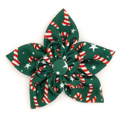 The Worthy Dog Holiday Candy Cane Flower - Adjustable Pet Collar Accessory