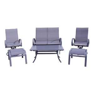 Courtyard Casual Santa Fe 6 pc Loveseat Glider Set with Swivel Rockers  Includes One Loveseat Glider, Two Rockers Two Ottomans and One Coffee Table - 1 of 4