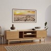 LuxenHome Oak Finish Manufactured Wood 70-Inch Wide Credenza TV Console with Storage Brown - 2 of 4