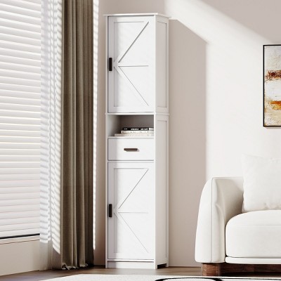 KTMBDW 69" Tall Bathroom Storage Cabinet with 2 Doors and 1 Drawer,Narrow Storage Unit,Adjustable Shelves for Bathroom,Living Room,Entryway