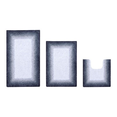 Torrent Collection 3 Piece 100% Soft Cotton Tufted Weave Bath Rug Set, Ombre Pattern, Super Soft & Absorbent, Machine Washable Bathroom Mats