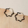SOHI Women's Carbon Black Beaded Twist Hoop Earrrings - 2 of 4