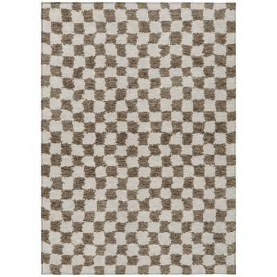 HomeRoots 10' X 14' Brown And Ivory Geometric Washable Indoor Outdoor Area Rug