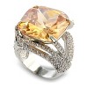 Slickblue Rhodium Brass Ring with Champagne CZ - Square Design, Single-Tone Women's Jewelry, Size 5-10 - 3 of 3