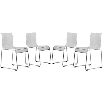 LeisureMod Lima Modern Acrylic Chair, Set of 4