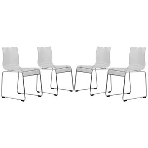 LeisureMod Lima Modern Acrylic Chair, Set of 4 - 1 of 4