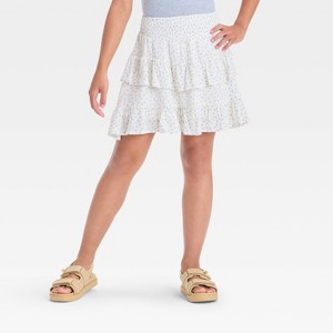 Girls' Smocked Drop Waist Tiered Floral Skirt - art class™ - 1 of 3