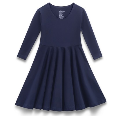 Mightly Toddler Fair Trade Organic Cotton Solid 3/4 Sleeve Twirl Dress